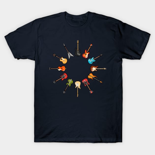 Colorful Guitar Sunburst T-Shirt by gkillerb